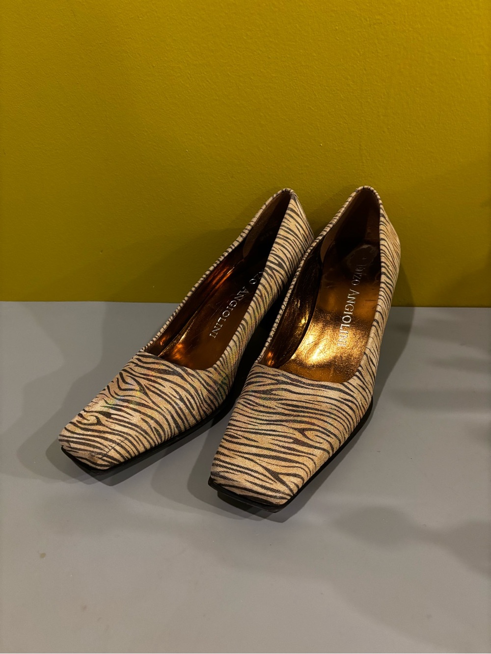 Women’s Zebra-Print Square-Toe Pumps - Beige/Black